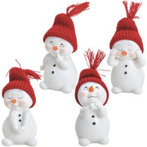 matches21 - Webshop Schneemann Deko Figuren mit Strickmuetze Weihnachtsdeko Poly 4er Set 6x11 cm 116855 1 19