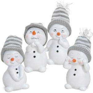 matches21 - Webshop Schneemann Deko Figuren mit Strickmuetzen 4er Set Weihnachtsfiguen je 11 cm 110995 1 1 6