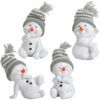 Schneemann Deko Figuren mit Strickmützen grau Kunststoff 4er Set sort 8x11 cm