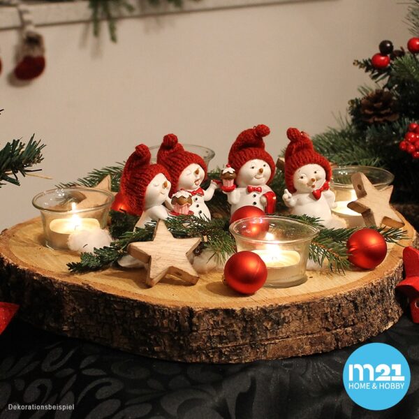 matches21 - Webshop Schneemann Maedchen Deko Figuren Winterdeko Weihnachten rote Muetzen 4er Set 7 cm 112962 2 1 3