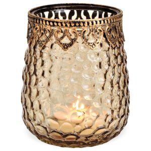 matches21 - Webshop Schoene Windlichter aus Glas in braun mit Metall Dekor in 2 Groessen 126897 2 1 20