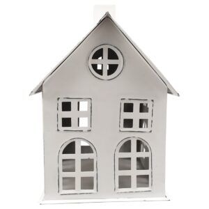 matches21 - Webshop Schoenes Deko Teelicht Haus aus Metall in weiss 14x17 5x21 cm 126705 1 1 2