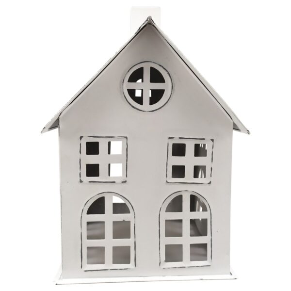 matches21 - Webshop Schoenes Deko Teelicht Haus aus Metall in weiss 14x17 5x21 cm 126705 1 1 1