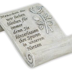 matches21 - Webshop Schriftrolle Rose und Spruch MENSCHEN DIE WIR LIEBEN Grabdeko Poly grau 1 Stk 18 cm 121795 1 21