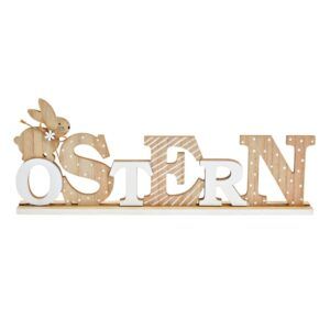 matches21 - Webshop Schriftzug Ostern Osterdeko Osterhase Holz natur 46x19 cm 126388 1 1