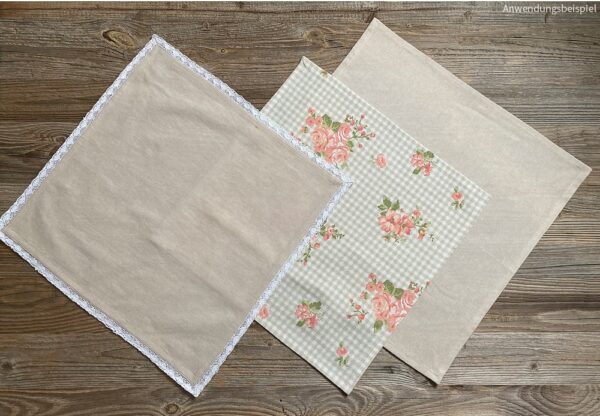 matches21 - Webshop Serviette Stoffserviette LUISA Spitze und einfarbig beige 40x40 cm Landhaus 1 Stk 121432 1 1 2