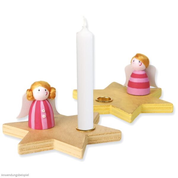 matches21 - Webshop Stern Kerzenstaender Kerzenhalter Holz Kleinkinder Bastelset Bausatz ab 3 Jahren 111242 1 2