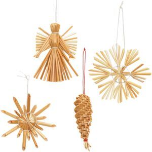 matches21 - Webshop Sterne Engel Zapfen Stroh Christbaumschmuck Strohsterne 28er Set sort je 6 cm 122647 1 45