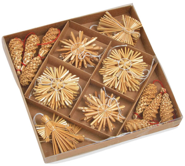 matches21 - Webshop Sterne Engel Zapfen Stroh Christbaumschmuck Strohsterne 28er Set sort je 6 cm 122647 1 1 2