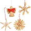 matches21 - Webshop Strohsterne und Strohengel Weihnachtsdeko Christbaumschmuck Stroh 28er Set je 6 cm 122648 1 3