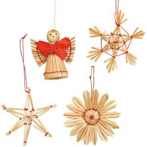 matches21 - Webshop Strohsterne und Strohengel Weihnachtsdeko Christbaumschmuck Stroh 28er Set je 6 cm 122648 1 121