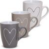 matches21 - Webshop Tasse Becher Herzen Herzdekor grau und beige 1 Stk 1 4