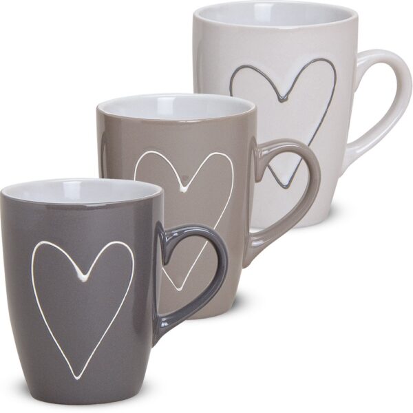 matches21 - Webshop Tasse Becher Herzen Herzdekor grau und beige 1 Stk 1 1