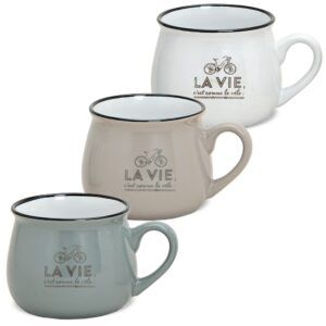 matches21 - Webshop Tasse Becher Kaffeebecher Retro Keramik weiss taupe grau B Ware 1 Stk 7 5 cm 112448 1 30