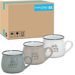 matches21 - Webshop Tasse Becher Kaffeebecher Retro Motiv weiss taupe grau 36 Stk Karton 250 ml 112294 1 23