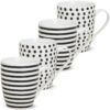 matches21 - Webshop Tasse Becher Streifen und Punkte schwarz weiss Porzellan 10 cm 300 ml 1 Stk B WARE 111769 1 4