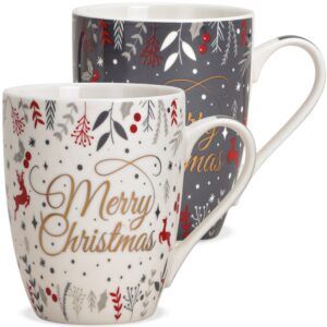 matches21 - Webshop Tasse Kaffeebecher Merry Christmas grau weiss Porzellan 1 Stk B WARE 10 cm 119673 1 23