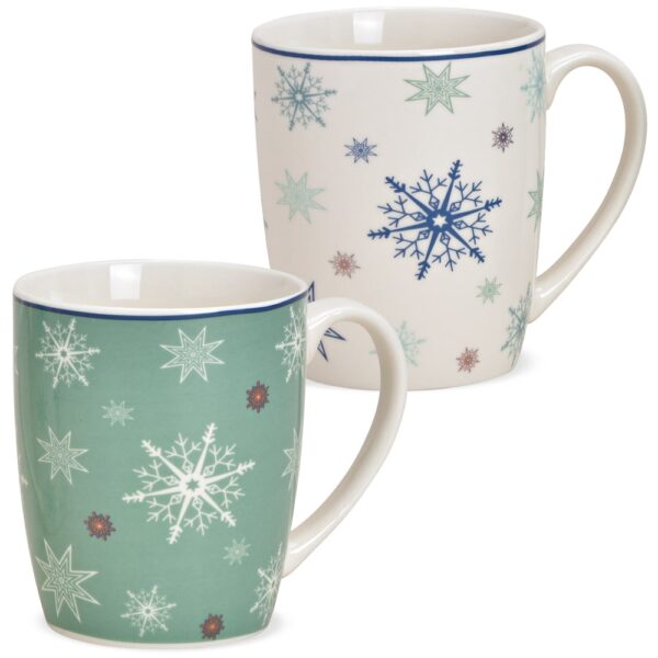 matches21 - Webshop Tasse Kaffeebecher Schneeflocken Rand blau Porzellan 1 Stk B WARE 10 cm 119657 1 1