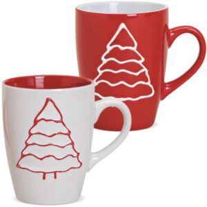 matches21 - Webshop Tasse Weihnachtstasse Keramik Tannenbaum rot ODER weiss 1 Stk B Ware 114736 1 1 3