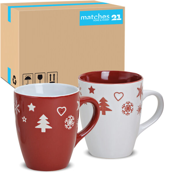 matches21 - Webshop Tassen Becher Kaffeebecher 36 Stk Weihnachtsdekor rot weiss 300 ml 110878 2 1 3