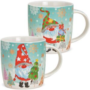 matches21 - Webshop Tassen Becher Weihnachtsdekor Wichtel tuerkis Porzellan 2er Set sort 9 cm 340 ml 122626 1 7