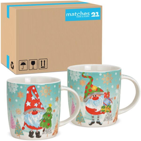 matches21 - Webshop Tassen Becher Weihnachtsdekor Wichtel tuerkis Porzellan 36 Stk sort 9 cm 340 ml 122627 1 1