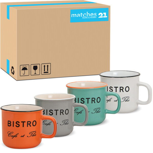 matches21 - Webshop Tassen Becher bunte Kaffeetassen Emaille Optik 32 Stk Keramik 350 ml 110508 1 1