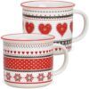 matches21 - Webshop Tassen Kaffeebecher Landhaus Herzen und Blumen rot grau Porzellan 36 Stk sort 9 cm 122599 1 1 4