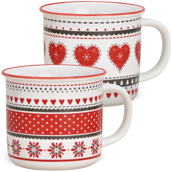 matches21 - Webshop Tassen Kaffeebecher Landhaus Herzen und Blumen rot grau Porzellan 36 Stk sort 9 cm 122599 1 1 2