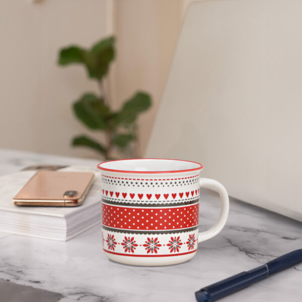 matches21 - Webshop Tassen Kaffeebecher Landhaus Herzen und Blumen rot grau Porzellan 6er Set sort 9 cm 122598 6 1 7