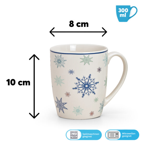 matches21 - Webshop Tassen Kaffeebecher Schneeflocken Rand blau Porzellan 4er Set sort 300 ml 10 cm 119655 2 2