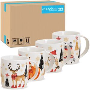 matches21 - Webshop Tassen Kaffeebecher Weihnachten Wald Tiere Tannen Porzellan 36 Stk sort 300 ml 119668 1 11