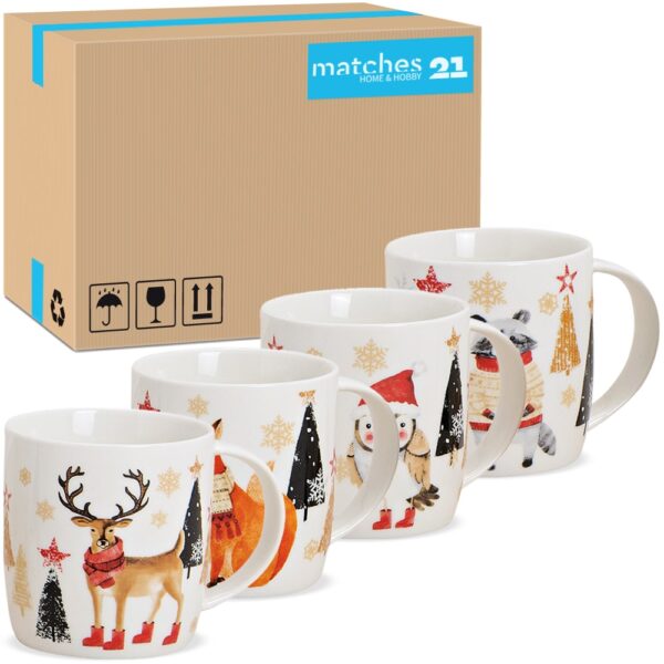 matches21 - Webshop Tassen Kaffeebecher Weihnachten Wald Tiere Tannen Porzellan 36 Stk sort 300 ml 119668 1 1