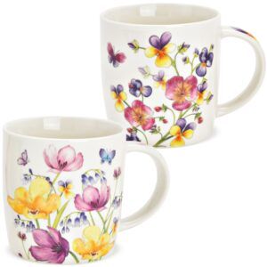 matches21 - Webshop Tassen Kaffeetassen Blumenmotiv weiss bunt Porzellan 2er Set 12x10x9 cm 350 ml 125813 1 14