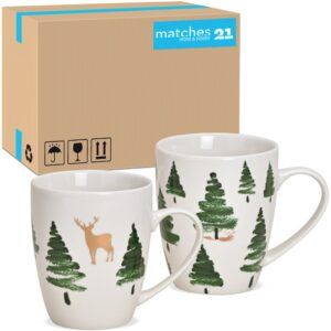 matches21 - Webshop Tassen Kaffeetassen Tannenbaeume Hirsch Porzellan 36 Stk 12x10 cm 300 ml 125794 1 12