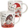 matches21 - Webshop Tassen MERRY CHRISTMAS Wichtel grau und rot Porzellan 2er Set sort 12x9x8 cm 340 ml 122610 1 16