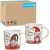 matches21 - Webshop Tassen MERRY CHRISTMAS Wichtel grau und rot Porzellan 36 Stk sort 12x9x8 cm 340 ml 122611 1 3