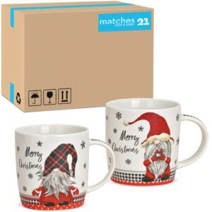 matches21 - Webshop Tassen MERRY CHRISTMAS Wichtel grau und rot Porzellan 36 Stk sort 12x9x8 cm 340 ml 122611 1 20