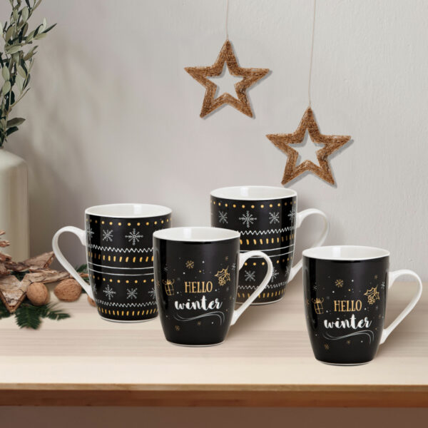 matches21 - Webshop Tassen Weihnachtstassen Porzellan Hello Winter Weihnachten 4er Set 340 ml 114702 4 1 4