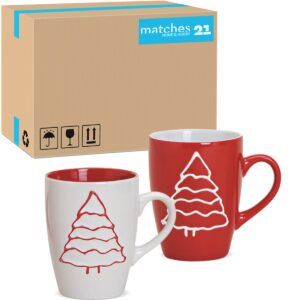 matches21 - Webshop Tassen Weihnachtstassen Tannenbaum Keramik rot weiss 36 Stk 280 ml 114735 1 3