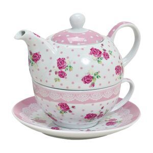 matches21 - Webshop Tea For One Teekannen Set Rosen mit rosa Borte 3 tlg Teeset aus Porzellan 112426 1 14