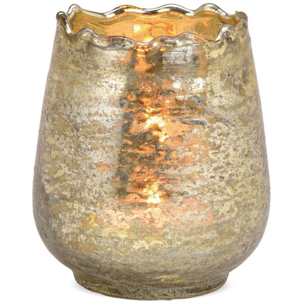 matches21 - Webshop Teelichtglaeser Windlichter Kelchform welliger Rand Vintagelook gold 1 Stk 3 Groessen 122035 1 1 10