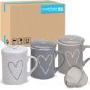 matches21 - Webshop Teetasse Teebecher 36 Stk weiss beige grau Deckel und Sieb Porzellan 110810 1 7