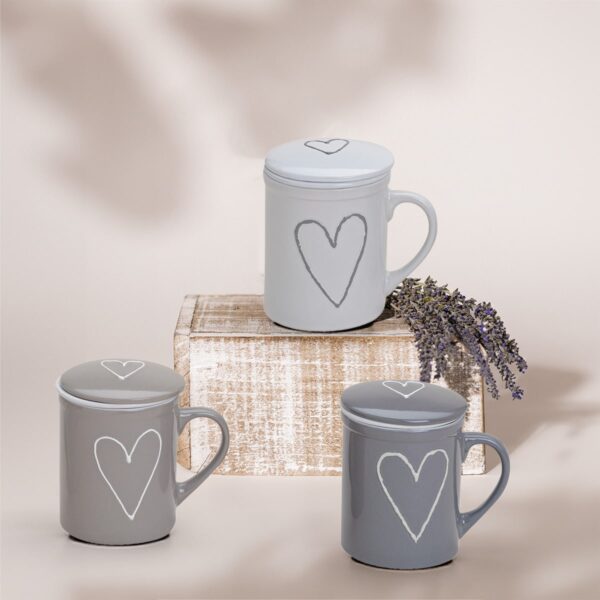 matches21 - Webshop Teetasse Teebecher 36 Stk weiss beige grau Deckel und Sieb Porzellan 110810 5 1 6