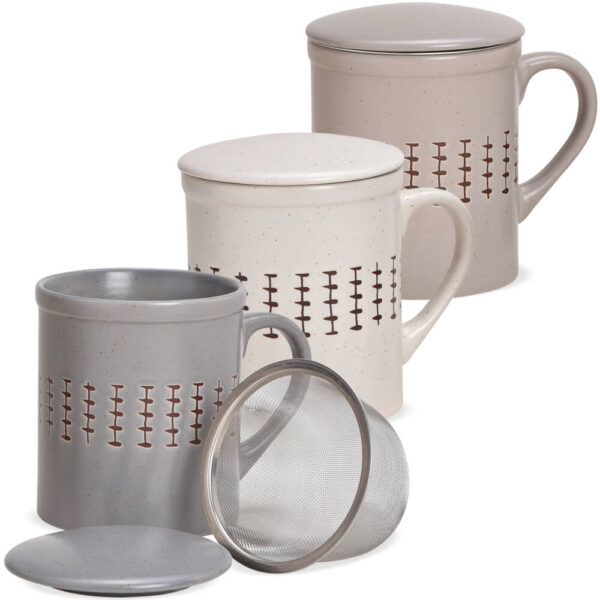 matches21 - Webshop Teetasse Teebecher mit Deckel und Sieb Landhaus Steingut Muster 1 Stk B WARE 116894 1 1 1