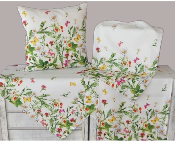 matches21 - Webshop Tischdecke Mitteldecke Tischwaesche Blumenwiese und Schmetterlinge bunt 85x85 cm 115845 1 1 2