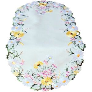 matches21 - Webshop Tischlaeufer Mitteldecke Blumen und Blaetter Stickerei Tischwaesche oval 40x90cm 121111 1 3