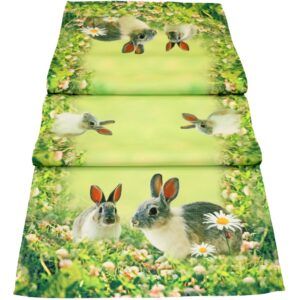 matches21 - Webshop Tischlaeufer Mitteldecke Hasen und Wiese Ostern Fotodruck bunt Tischwaesche 40x140cm 120263 1 26