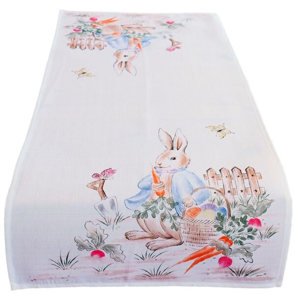 matches21 - Webshop Tischlaeufer Mitteldecke Osterhase Junge Ostern Fruehling weiss Druck bunt 40x90 cm 117941 1 1