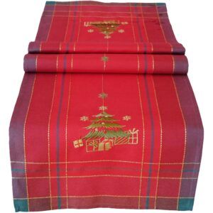 matches21 - Webshop Tischlaeufer Mitteldecke Weihnachten Christbaum gestickt 40x140 cm rot bunt gold 119740 1 14